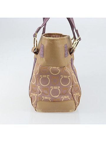 Salvatore Ferragamo Gancini Tote Canvas Purple Canvas Tote Bag Bag (view 2)