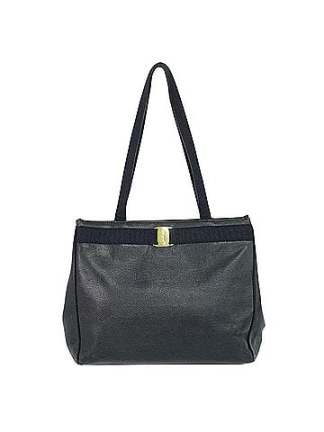 Salvatore Ferragamo Vintage Vara Bow Tote Lizard Embossed Leather Black Leather Tote Bag Bag (view 1)