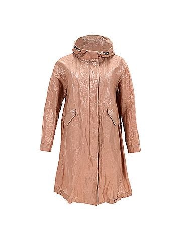 Brunello Cucinelli Brunello Cucinelli Shiny Tricotine Hooded Rain Coat in Brown Cotton (view 1)