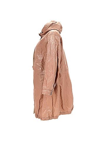 Brunello Cucinelli Brunello Cucinelli Shiny Tricotine Hooded Rain Coat in Brown Cotton (view 2)