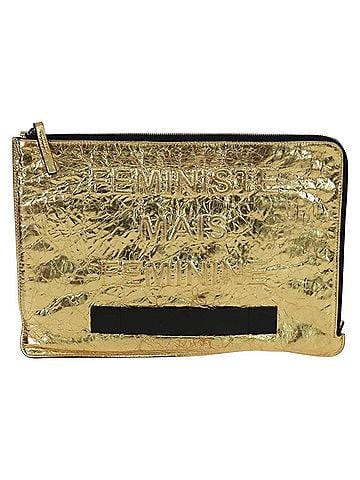Chanel Feminine Pouch Crinkled Leather Gold Leather Clutche & Pouche Bag (view 1)