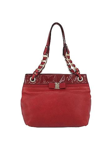 Salvatore Ferragamo Vala Tote Leather Red Leather Tote Bag Bag (view 1)