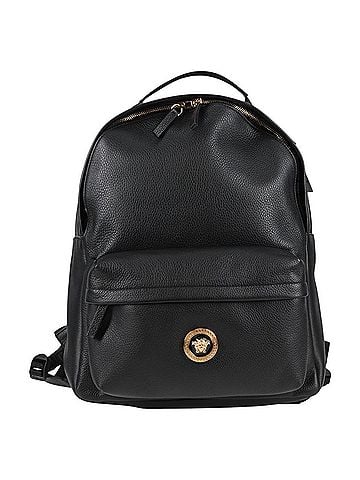 Versace Medusa Zip Backpack Leather Black Leather Backpack Bag (view 1)