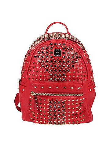 MCM Vintage Vicetos Backpack Leather Red Leather Backpack Bag (view 1)