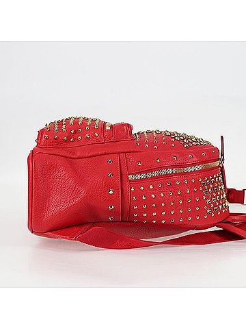 MCM Vintage Vicetos Backpack Leather Red Leather Backpack Bag (view 2)