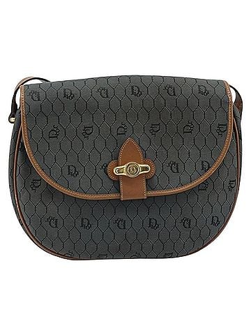Dior Vintage Honeycomb Flap Crossbody Bag Canvas And Leather Black Canvas Shoulder Bag Bag (view 1)