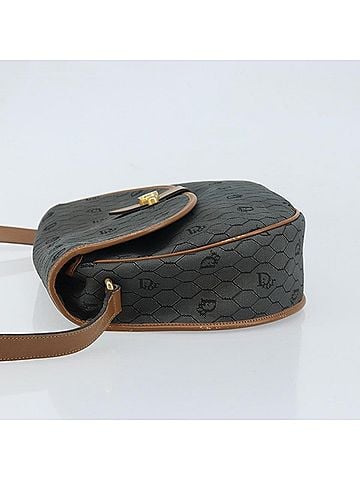 Dior Vintage Honeycomb Flap Crossbody Bag Canvas And Leather Black Canvas Shoulder Bag Bag (view 2)