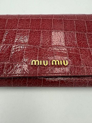 Miu Miu Rosso Crocodile Print Leather  Wallet (view 1)