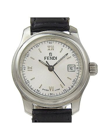 Fendi Fendi Olologi watch, 210L stainless steel x leather strap, quartz, analog, silver dial, women's. (view 1)