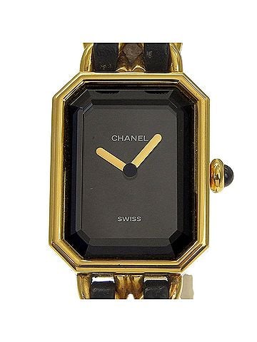 Chanel Chanel Premiere S Watch H0001 Gold Plated x Leather Black Quartz Analog Dial Ladies (view 1)