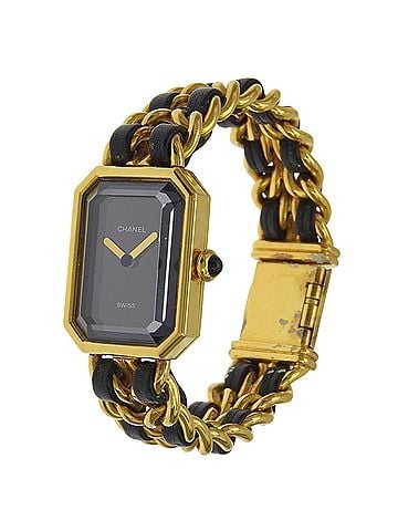 Chanel Chanel Premiere S Watch H0001 Gold Plated x Leather Black Quartz Analog Dial Ladies (view 2)
