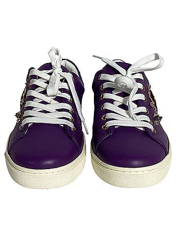 Dolce & Gabbana Dolce and Gabbana Sacred Heart Sneakers in Purple Leather  (view 2)