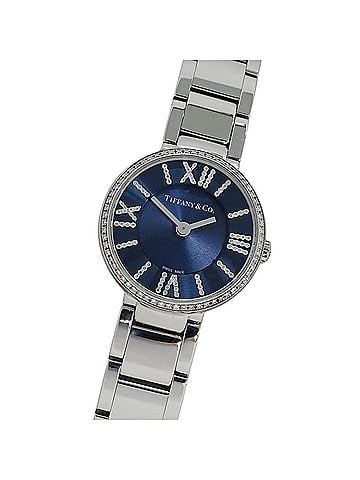 Tiffany & Co. Tiffany & Co. Women's Atlas Diamond Quartz Watch, Stainless Steel (SS), Silver/Navy, 69291651, Polished. (view 1)