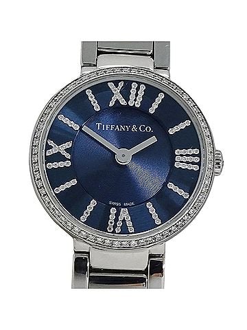 Tiffany & Co. Tiffany & Co. Women's Atlas Diamond Quartz Watch, Stainless Steel (SS), Silver/Navy, 69291651, Polished. (view 2)