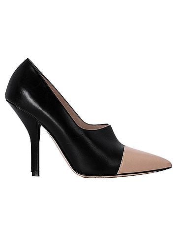 Fendi  Fendi Pointed Pumps in Black and Nude Leather (view 1)