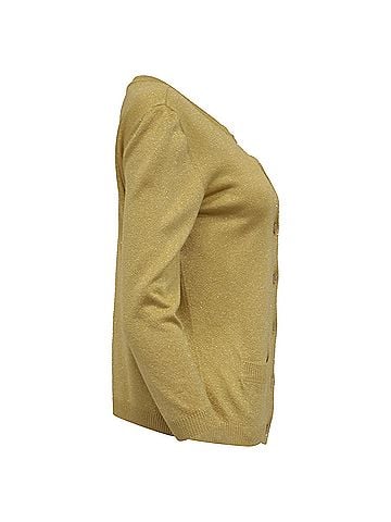 Moschino  Moschino Couture Buttoned Cardigan in Metallic Gold Acetate (view 2)
