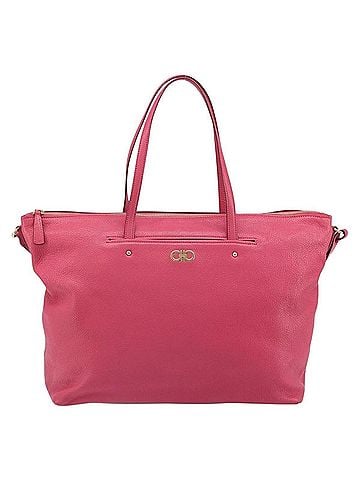 Salvatore Ferragamo Gancini Tote Leather Pink Leather Tote Bag Bag (view 1)