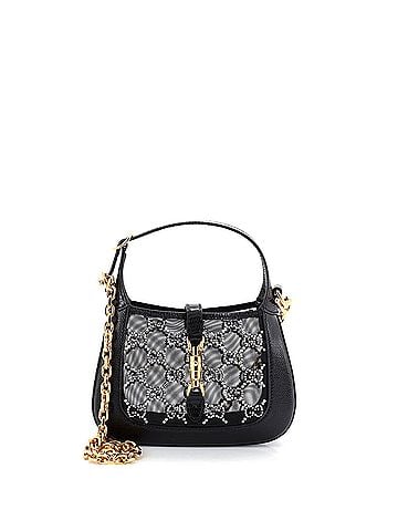 Gucci Jackie 1961 Chain Hobo Crystal GG Embellished Mesh with Lizard Mini (view 1)