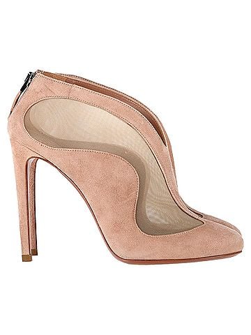 Alaïa Alaïa Azzedine Mesh Ankle Booties in Pink Suede (view 1)