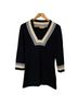 Tory Burch 100% Merino Stripes Black Gray Blue Pullover Sweater Size S - photo 1