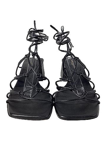 Gianvito Rossi  Gianvito Rossi Minas 45 Knotted Sandal Heels in Black Leather (view 2)