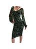 FUZZI 100% Polyester Animal Print Black Green Cocktail Dress Size XS - photo 1
