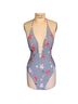 L SPACE by Monica Wise Floral Stripes Multi Color One Piece Swimsuit Size 8 - photo 1