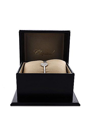 Chopard Happy Diamonds Heart Cuff Bracelet 18K White Gold with Pave Diamonds and 1 Floating Diamond (view 2)