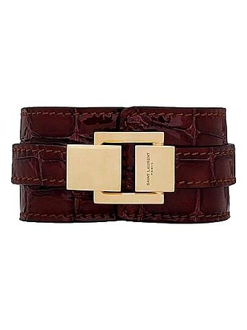 Saint Laurent Women's Le Carre Croc Embossed Leather Double Wrap Bracelet (view 1)