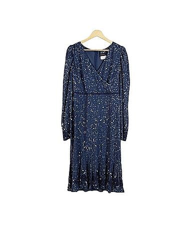 Mac Duggal Sequin Embellished Flounce Hem Surplice V Neck Long Sleeve Midi Dress Casual Dress (view 2)