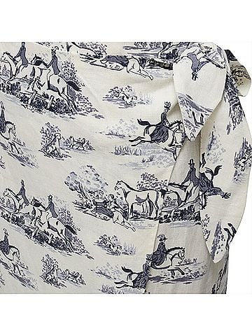 Reformation REFORMATION Tabatha blue white linen Toile de Jouy print dress US2 S (view 2)