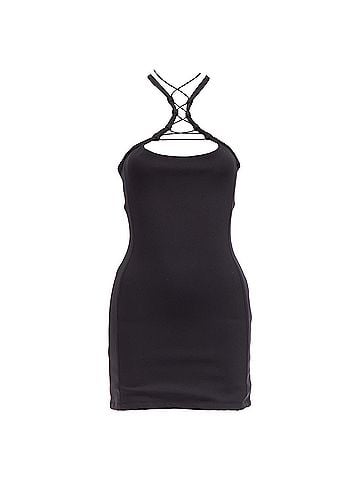 Monse MONSE black jersey white logo back sportif bungee strap halter mini dress XS (view 1)