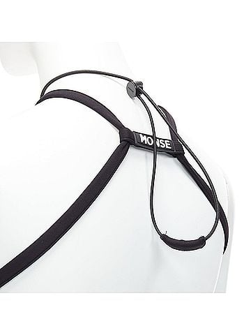 Monse MONSE black jersey white logo back sportif bungee strap halter mini dress XS (view 2)