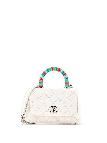 Chanel Coco Top Handle Bag Quilted Goatskin with Multicolor Handle Extra Mini (view 1)