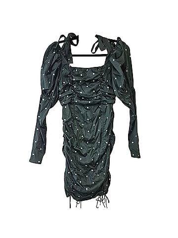 For Love & Lemons Davies Ruched Polka Dot Long Sleeve Dress Casual Dress (view 1)