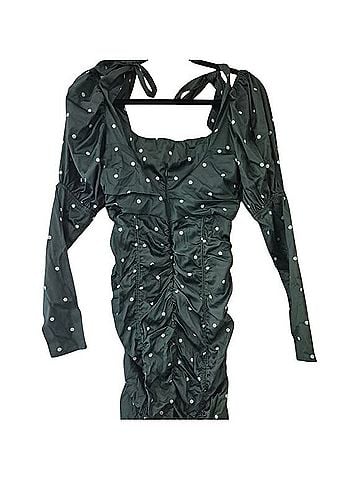 For Love & Lemons Davies Ruched Polka Dot Long Sleeve Dress Casual Dress (view 2)