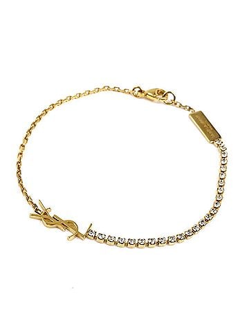 Saint Laurent SAINT LAURENT GP Rhinestone Cassandra Charm Bracelet 712345Y15268066 M 2.0g 17cm Women's (view 1)