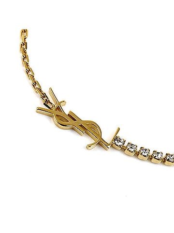 Saint Laurent SAINT LAURENT GP Rhinestone Cassandra Charm Bracelet 712345Y15268066 M 2.0g 17cm Women's (view 2)