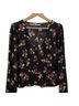 Reformation Floral Black Multi Color Long Sleeve Blouse Size M - photo 5