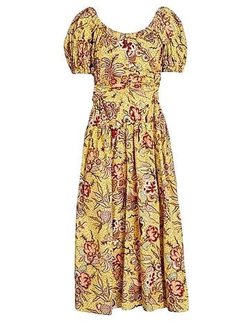 Ulla Johnson Golda cutout printed cotton-poplin midi dress Casual Dress (view 1)