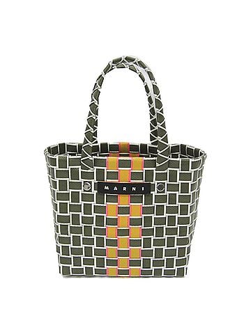 MARNI Marni Micro Basket Bag MW55F Women's Polypropylene,Leather Handbag Khaki,Yellow (view 1)