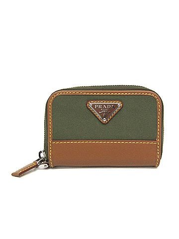 Prada Prada RE-NYLON Coin Card Holder 2MR039 Men,Women Nylon,Leather Coin Purse/coin Case Khaki,Light Brown (view 1)