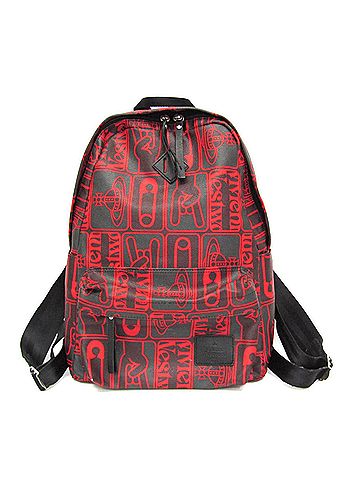 Vivienne Westwood Vivienne Westwood TAGS2 Men's Leather,PVC Backpack Dark Gray,Red Color (view 1)