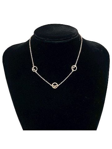 Fendi FENDI F is Fendi Necklace Metal Pendant Choker Rose Gold 62696 (view 2)