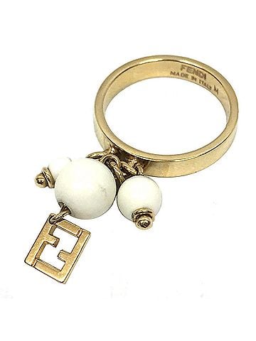 Fendi Fendi ring, model number 8AJ858, size M (approximately US 15), FF beaded ring. (view 1)