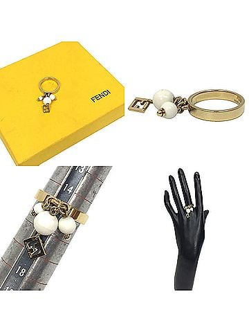 Fendi Fendi ring, model number 8AJ858, size M (approximately US 15), FF beaded ring. (view 2)