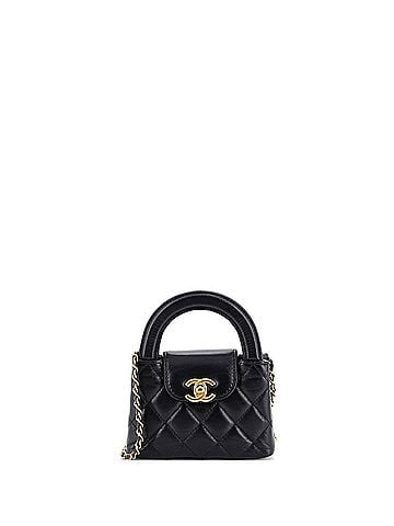 Chanel Kelly Top Handle Shopping Bag Quilted Shiny Aged Calfskin Nano (view 1)