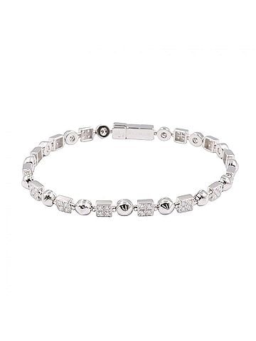 Bvlgari Bvlgari Bulgari Lucia Diamond Bracelet - 18K White Gold (18KWG) Women's with Diamonds Silver/Clear Tone (view 1)