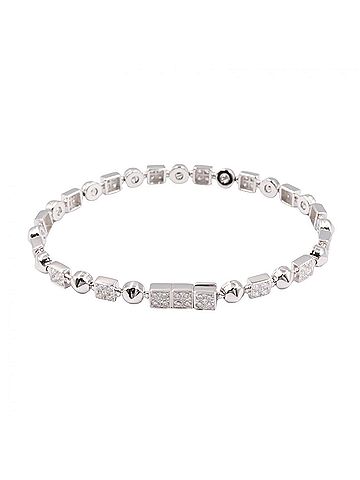 Bvlgari Bvlgari Bulgari Lucia Diamond Bracelet - 18K White Gold (18KWG) Women's with Diamonds Silver/Clear Tone (view 2)