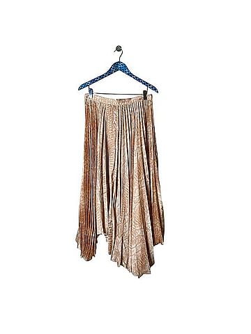 Acler Hooper Satin Pleated Asymmetrical Midi Skirt in Cobra Casual Skirt (view 1)